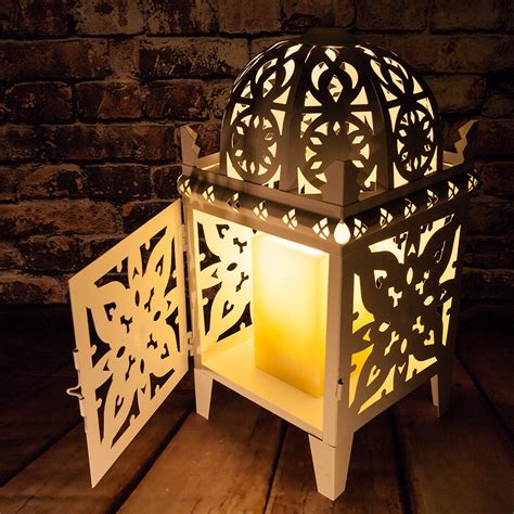 32 Inch White Moroccan Candle Lantern Tea Light Holder Beautiful Table