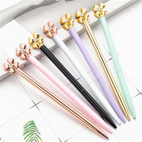 Wholesale Lucky Clover Cute Ballpoint Pens Creative Metal Pen For