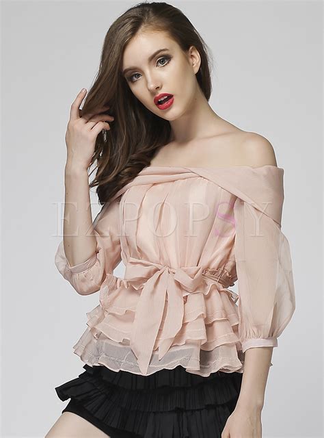 tops blouses off the shoulder layered ruffle blouse