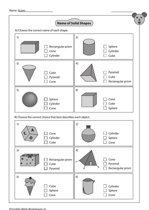 92 Maths Worksheets For Grade 2 Solid Shapes