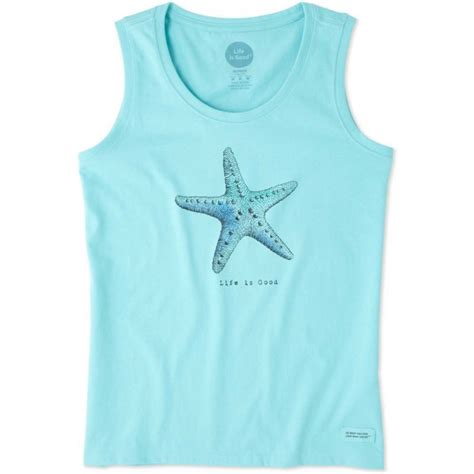 Life Is Good Womens Starfish Crusher Scoop Tank Top Size Small Blue