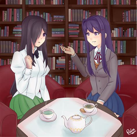 Yuri And Hanako Talking About Pens And Books And Stuff V2 Ddlc