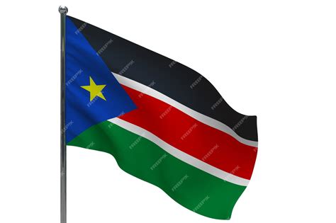 bandera de sudán del sur en el poste asta de bandera de metal bandera nacional de sudán del