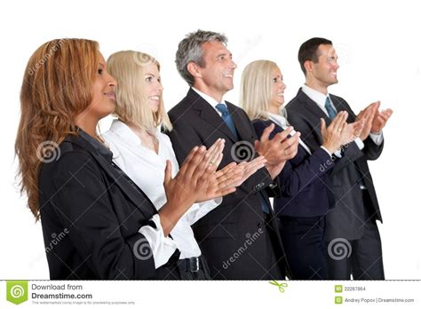 Group Of Business People Applauding On White Stock Photo ...