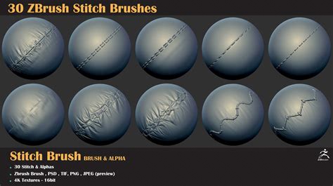 ArtStation - 30 Zbrush Stitch Brushes | Brushes