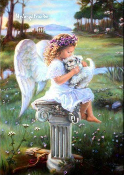 ~ Angel Child With Puppy ~ Angel Artwork Angel Painting Angel Images