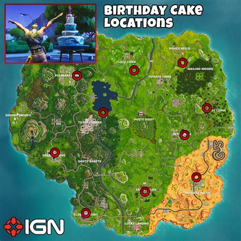 Fortnite Birthday Challenges Dance In Front Of Different
