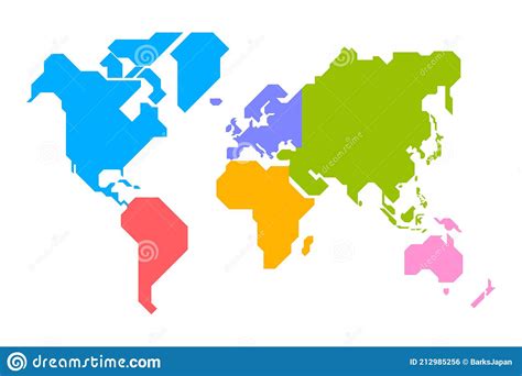 mapa mundial simplificado dibujado con líneas rectas nítidas de diferentes colores para cada