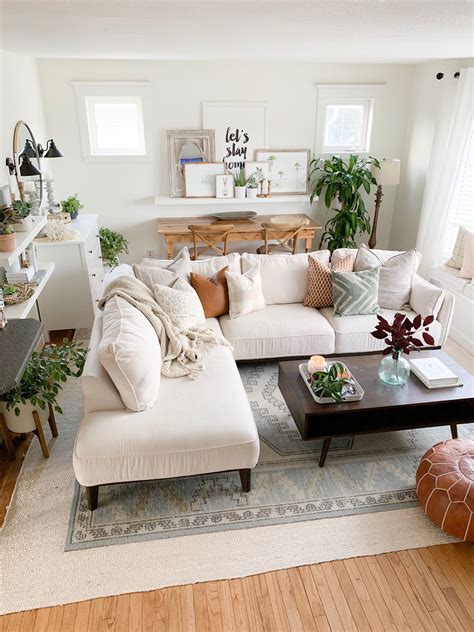 White Living Room White Sectional Decor Boho Design The Beauty Revival