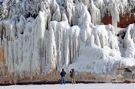 Frozen Over Lake Superior Provides Rare Access To Ice