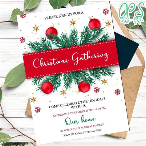 Christmas Gathering Invitation Customizable Template Diy