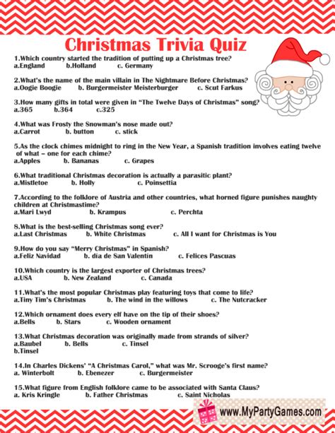 5 Best Free Printable Christmas Trivia Questions Christmas The Little