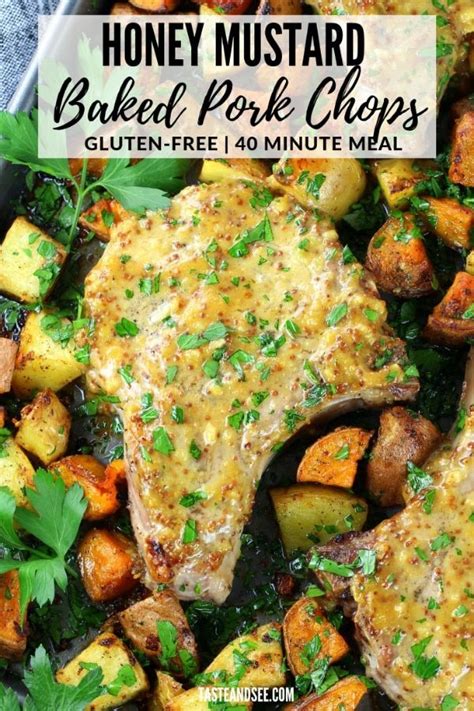 1/2 teaspoon crushed or minced garlic. These Baked Pork Chops with Honey Mustard Sauce are tangy and sweet and downright scrumptious! # ...