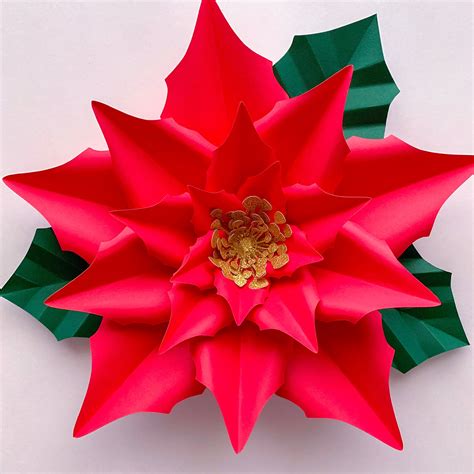 8 And 15 New Poinsettia Paper Flowers Template Etsy Canada