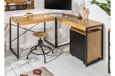 Bureau Dangle Design Chêne Naturel Et Pied Métal Noir Cbc Meubles