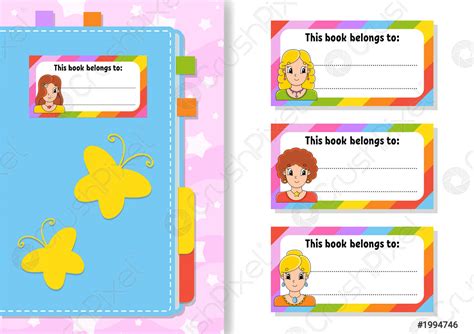 Book Label Stickers For Kids Beautiful Girls The Rectangular Shape