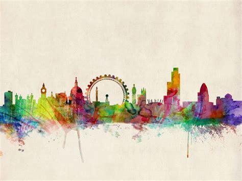 London Skyline Watercolor Art Print By Artpause Society6 Watercolor