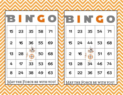 Printable bingo cards 1 75. 30 BB8 Star Wars Bingo cards - Printable Star Wars Game party - School BB8 star wars game -BB8 ...
