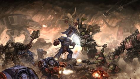 Wallpaper Battle Mech Warhammer 40 000 Ork Space Marines Games