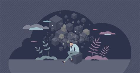 Mental Health Issues And Clinical Depression Problem Tiny Person Concept Stock Illustration