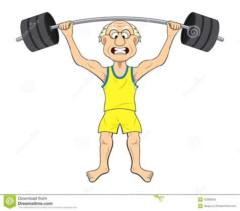 Cartoon Old Man Lifting Weights Stock Vector Illustration Of Weight