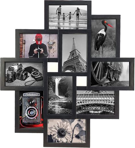10 Opening 4x6 Black Collage Picture Frame Wall Hanging For 4 By 6 Inch