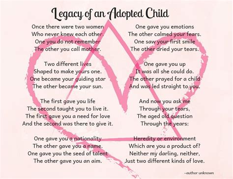 8x10 Legacy Of An Adopted Child Printable Wall Art Poem For Etsy