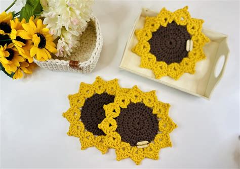 Sunflower Coasters The Yarn Bowl Crochet