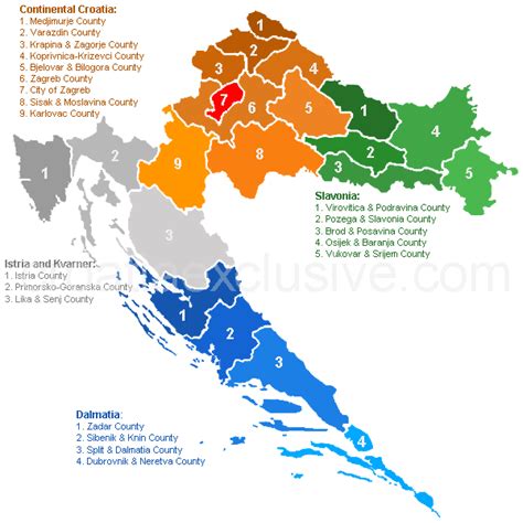 Croatian Counties Counties In Croatia Map Of Croatian Counties