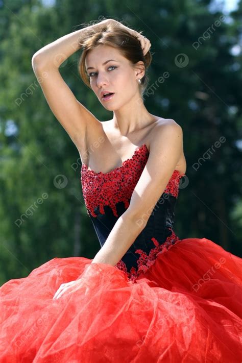 Beautiful Young Women In Red Dress Photo Background And Picture For