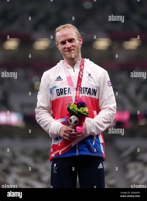 Great Britains Jonnie Peacock Receives His Bronze Medal For The Mens