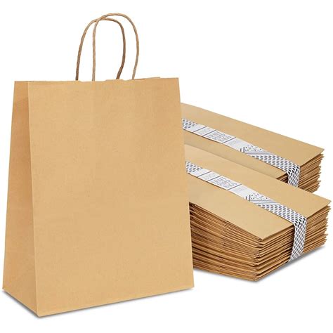 Pack Brown Kraft Paper Bag X X In Party Gift Bags With Handles Bulk Retail Shopping