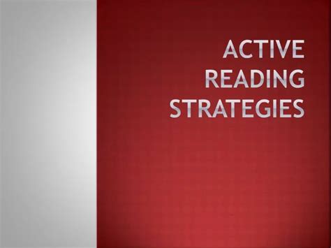 Ppt Active Reading Strategies Powerpoint Presentation Free Download