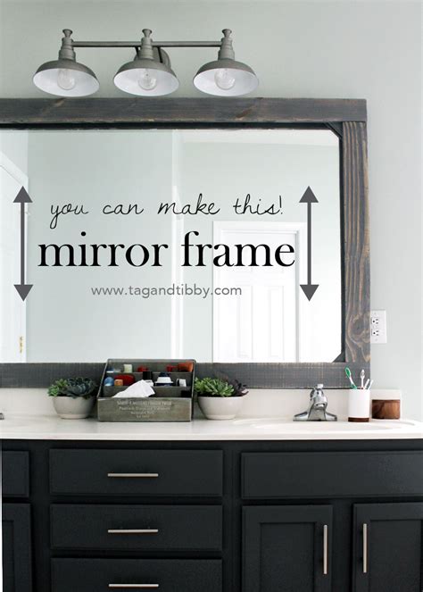 How To Frame A Mirror With Wood — Tag And Tibby Design Bathroom Mirrors Diy Rustic Mirror Frame