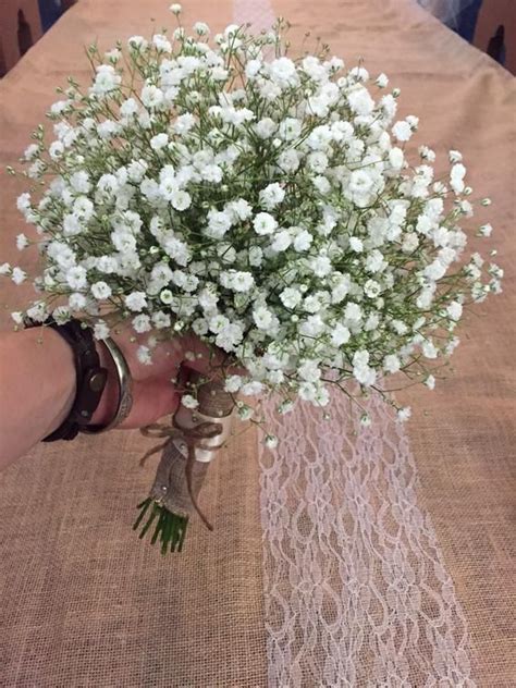 Do you plan to use baby's breath in your wedding florals? FRESH baby's breath wedding bouquet, white flower bride ...