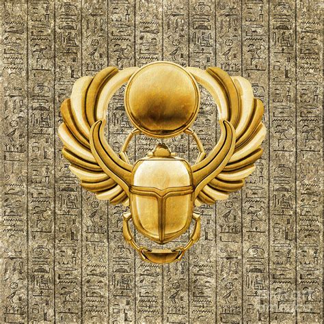 Gold Egyptian Scarab Digital Art By Chris MacDonald Pixels