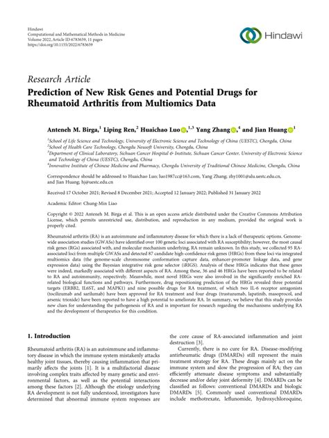 Pdf Prediction Of New Risk Genes And Potential Drugs For Rheumatoid