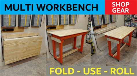 Fold Up And Rolling Workbench Compact Workstation For Small Shops