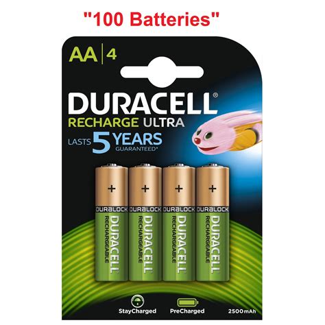 100x Duracell Ultra Aa Double A 2500mah Rechargeable Battery Batteries