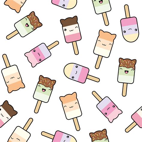 Cute Kawaii Styled Ice Cream Pattern 361997 Vector Art At Vecteezy