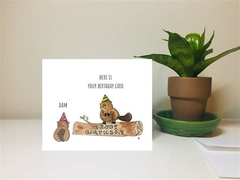 Beaver Birthday Card Funny Beaver Birthday Card Cute Beaver Etsy