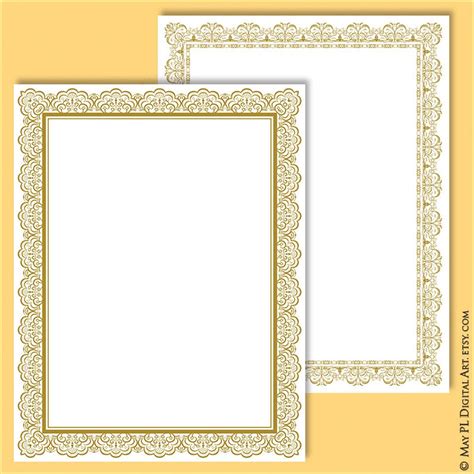Page Border Gold Certificate Frame Clipart Create Your Own Etsy Uk