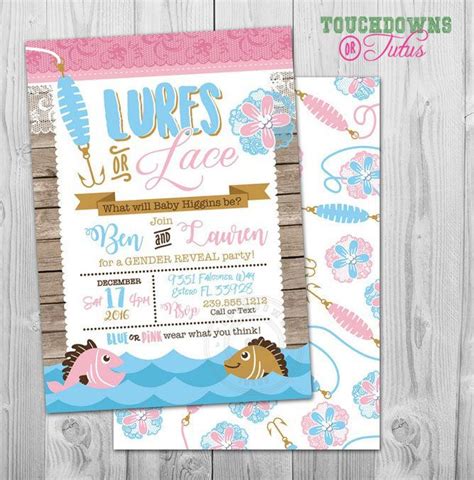 Fishing Gender Reveal Invitation Lures Or Lace Gender Reveal