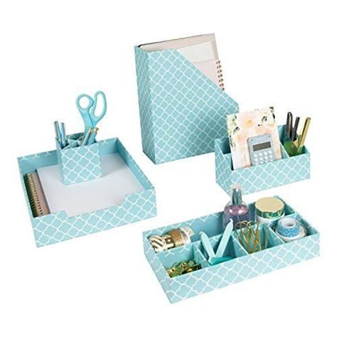 Blu Monaco Teal Desk Organizers And Accessories For Women 5 Piece