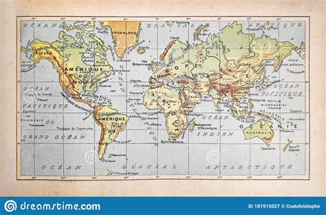 Old 19th Century World Map Stock Image Image Of Europe