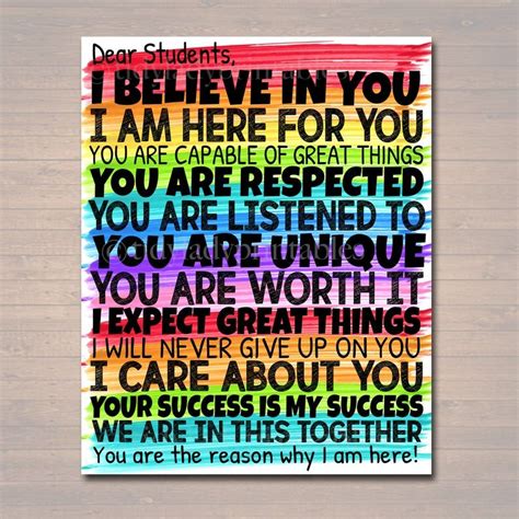 Dear Students Classroom Teacher Poster Sign School Counselor Etsy In