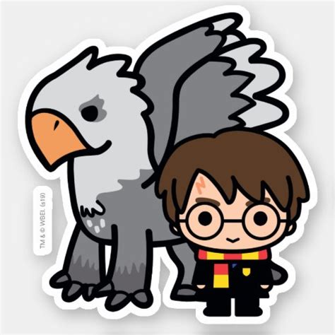 Cartoon Harry Potter And Buckbeak Sticker Zazzle