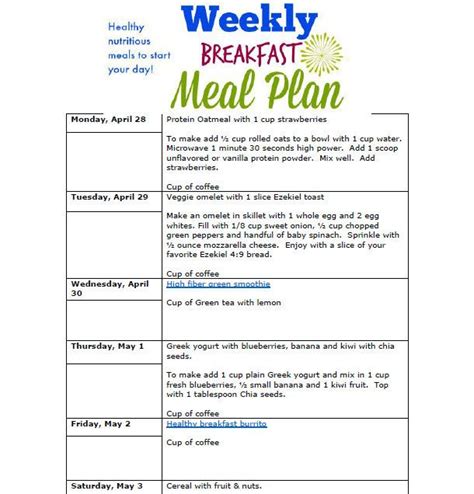 The nutritional ratio of your dinner should look like this: Weekly Breakfast Meal Plan Healthy Meals to Start Your Day • Life Food Family | Diet breakfast ...