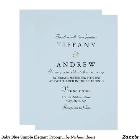 Baby Blue Simple Elegant Typography Wedding Invite Baby