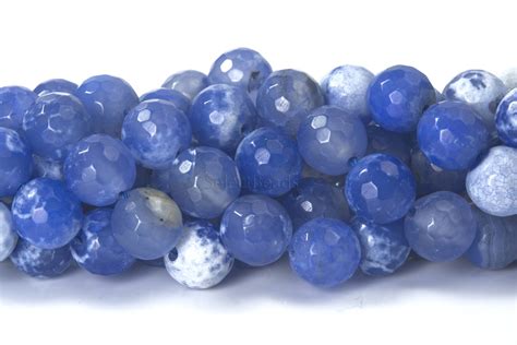 Blue Fire Agate Gemstone Beads Faceted Agate Round Beads